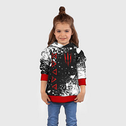 Толстовка-худи детская Знаки из Ведьмака - белые брызги, цвет: 3D-красный — фото 2