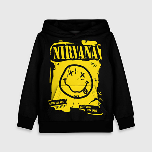 Детская толстовка Nirvana - смайлик / 3D-Черный – фото 1