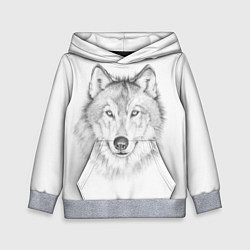 Толстовка-худи детская Нарисованный волк зубами щёлк, цвет: 3D-меланж