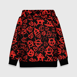 Толстовка-худи детская Узор анархия красный, цвет: 3D-черный