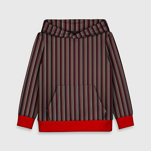Детская толстовка Чёрно-красный в тонкую полоску / 3D-Красный – фото 1
