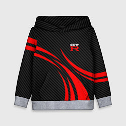 Толстовка-худи детская GTR Nissan - Carbon and red, цвет: 3D-меланж