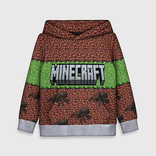 Детская толстовка Minecraft logo with spider / 3D-Меланж – фото 1