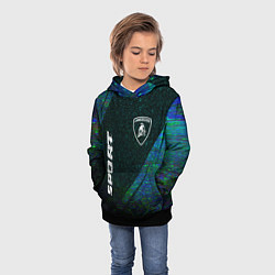 Толстовка-худи детская Lamborghini sport glitch blue, цвет: 3D-черный — фото 2