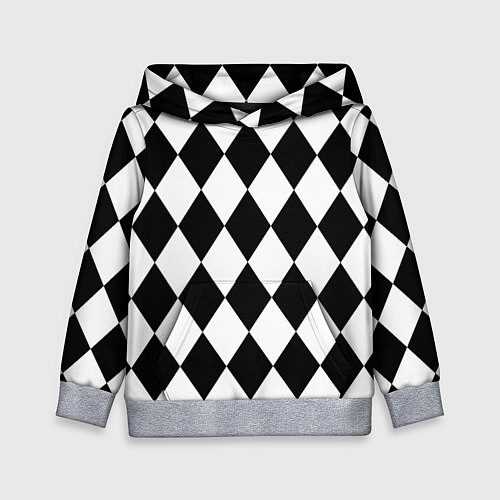 Детская толстовка Арлекин черно-белый / 3D-Меланж – фото 1