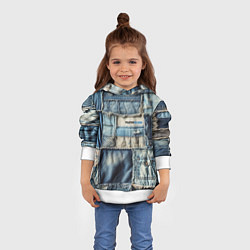Толстовка-худи детская Patchwork denim - vogue, цвет: 3D-белый — фото 2