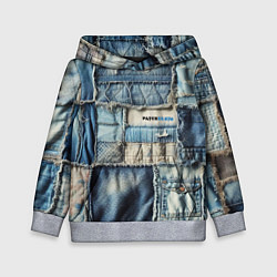 Толстовка-худи детская Patchwork denim - vogue, цвет: 3D-меланж