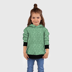 Толстовка-худи детская Яркий зеленый однотонный цветочный узор, цвет: 3D-черный — фото 2