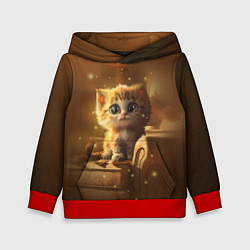 Толстовка-худи детская Теплый котик, цвет: 3D-красный