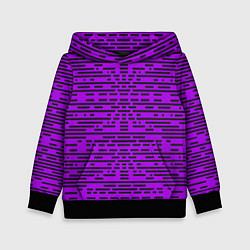 Толстовка-худи детская Чёрные полосы на фиолетовом фоне, цвет: 3D-черный