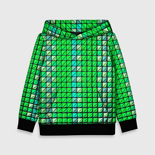 Детская толстовка Зелёные плитки и чёрная обводка / 3D-Черный – фото 1