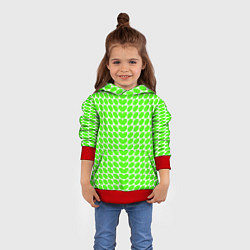 Толстовка-худи детская Зелёные лепестки шестиугольники, цвет: 3D-красный — фото 2