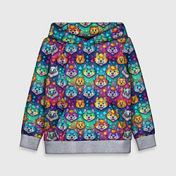 Толстовка-худи детская Furry color anime animal faces, цвет: 3D-меланж