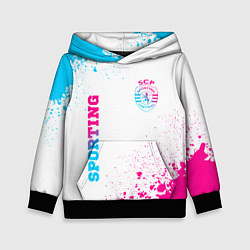 Толстовка-худи детская Sporting neon gradient style вертикально, цвет: 3D-черный