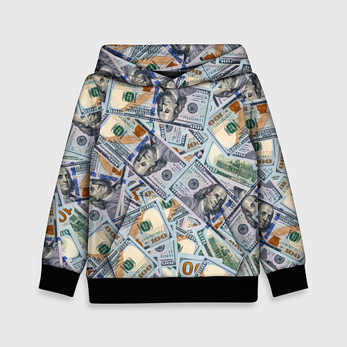Детская толстовка Банкноты сто долларов / 3D-Черный – фото 1