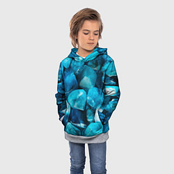 Толстовка-худи детская Аквамарин камни минералы крупный план, цвет: 3D-меланж — фото 2