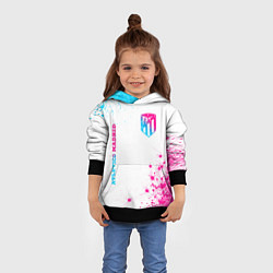 Толстовка-худи детская Atletico Madrid neon gradient style вертикально, цвет: 3D-черный — фото 2