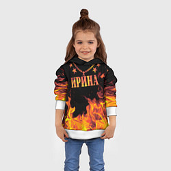 Толстовка-худи детская Ирина - имя в огне, цвет: 3D-белый — фото 2