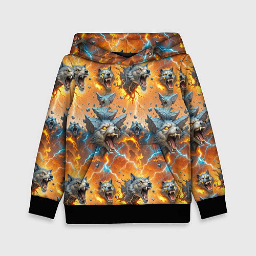 Детская толстовка Волки и камни / 3D-Черный – фото 1