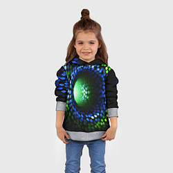 Толстовка-худи детская Червоточина - гексагональные чешуйки со свечением, цвет: 3D-меланж — фото 2