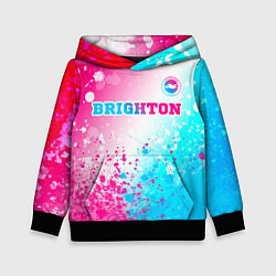 Толстовка-худи детская Brighton neon gradient style посередине, цвет: 3D-черный