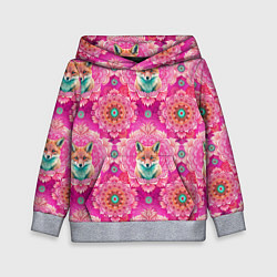Толстовка-худи детская Лисица и паттерн, цвет: 3D-меланж