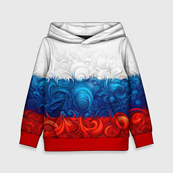Толстовка-худи детская Орнамент триколор, цвет: 3D-красный