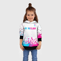 Толстовка-худи детская AC Milan neon gradient style посередине, цвет: 3D-черный — фото 2