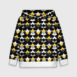 Толстовка-худи детская Желто черный с белым геометрический узор, цвет: 3D-белый