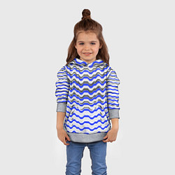 Толстовка-худи детская Black and blue stripes on a white background, цвет: 3D-меланж — фото 2