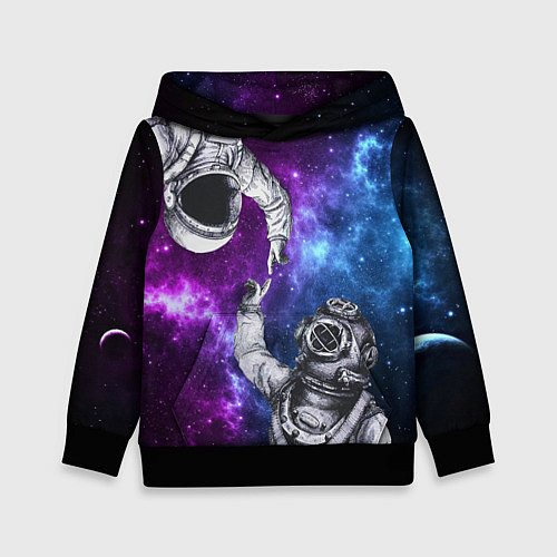 Детская толстовка Сотворение космонавт и водолаз / 3D-Черный – фото 1