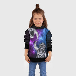 Толстовка-худи детская Сотворение космонавт и водолаз, цвет: 3D-черный — фото 2