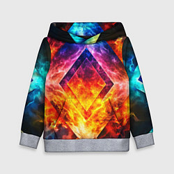 Детская толстовка Красочный неоновый узор с огнем на фоне
