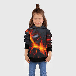 Толстовка-худи детская Камни в разломе красный свет, цвет: 3D-черный — фото 2