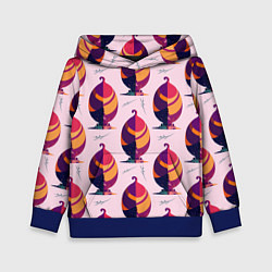 Толстовка-худи детская Абстракция листок, цвет: 3D-синий