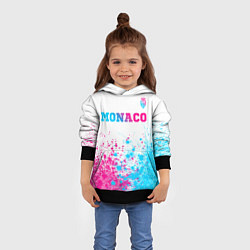 Толстовка-худи детская Monaco neon gradient style посередине, цвет: 3D-черный — фото 2