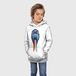 Толстовка-худи детская Обезьяна с радугой, цвет: 3D-меланж — фото 2