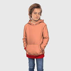 Толстовка-худи детская Насыщенный персиковый текстурированный, цвет: 3D-красный — фото 2
