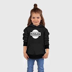 Толстовка-худи детская Nissan logo white, цвет: 3D-черный — фото 2