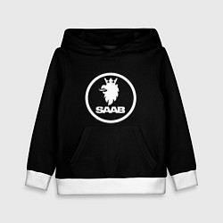 Толстовка-худи детская Saab avto logo, цвет: 3D-белый