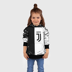 Толстовка-худи детская Juventus краски текстура спорт, цвет: 3D-черный — фото 2