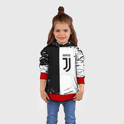 Толстовка-худи детская Juventus краски текстура спорт, цвет: 3D-красный — фото 2