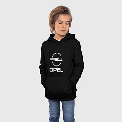 Толстовка-худи детская Opel logo white, цвет: 3D-черный — фото 2
