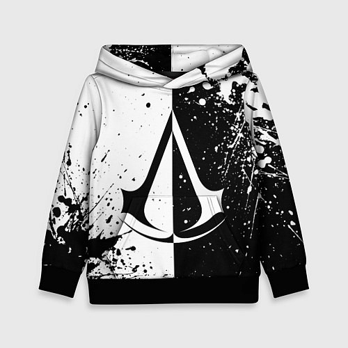 Детская толстовка Assasins Creed - black and white / 3D-Черный – фото 1