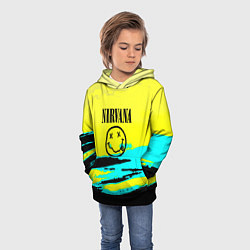 Толстовка-худи детская Nirvana краски кислотные, цвет: 3D-черный — фото 2