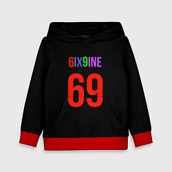 Толстовка-худи детская 6ix9ine logo, цвет: 3D-красный