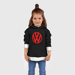 Толстовка-худи детская Volkswagen red logo, цвет: 3D-белый — фото 2