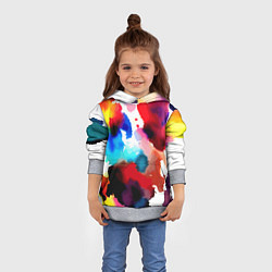 Толстовка-худи детская Абстрактная акварельная композиция, цвет: 3D-меланж — фото 2