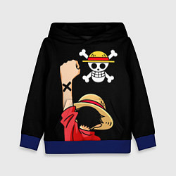 Толстовка-худи детская One piece - Monkey D Luffy, цвет: 3D-синий