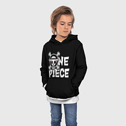 Толстовка-худи детская One piece - emblem, цвет: 3D-белый — фото 2